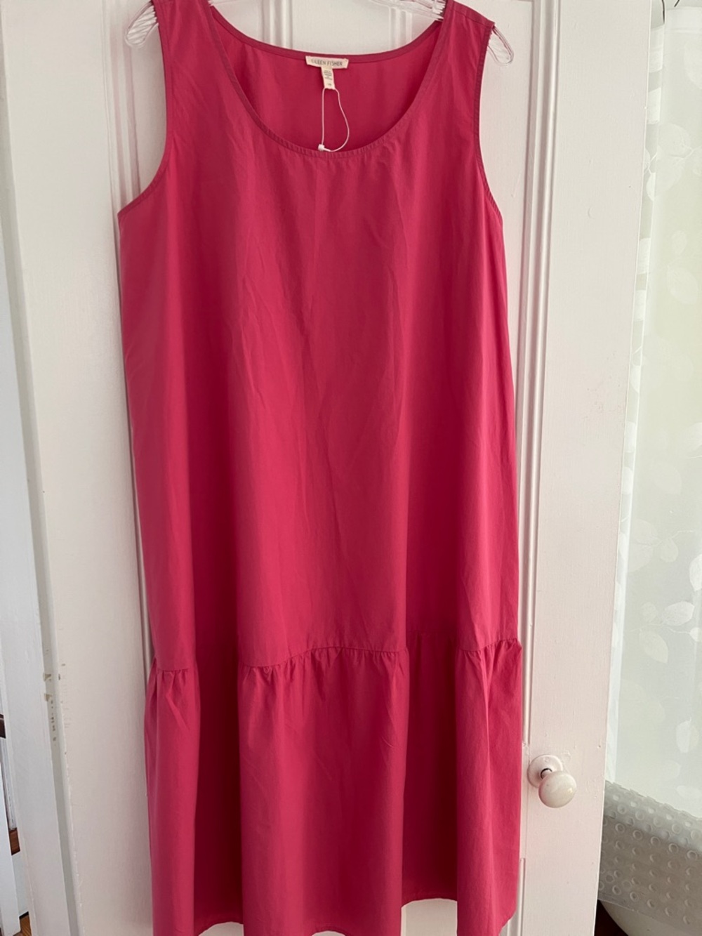 Eileen Fisher Cotton Poplin Dress in Geranium Size L